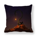 Detail of Halloween black cat and pumpkin digital print on a decorative pillowcase - Black Cat on Pumpkins (Style 10) / 18x18 Inch