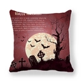 Halloween purple throw pillow case featuring moon, bat silhouette and spooky castle design - Dark Purple Moonlit Bat Style (4)