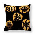 Detail of Halloween peach skin pillowcase with BOO text, pumpkin and castle patterns - BOO Text and Castle Style (15)