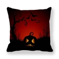 Halloween pillowcase featuring a glowing Jack-o'-lantern silhouette on dark red fabric - Red Black Gradient Pumpkin Style (5) / 18x18 Inch