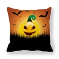 Halloween pumpkin lantern and flying bats design on orange peach skin pillow cover - Orange Black Jack-o-Lantern Style (6) / 18x18 Inch