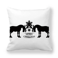 Close-up of white peach skin cushion cover with black Christmas deer and snowflake print - Black Symmetrical Elk Silhouette Pattern(5)