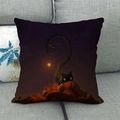 Funda de cojín de Halloween en lino con gato negro y pilas de calabazas decorativas - Gato Calabaza Morado Negro (10) / 45x45cm