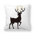 Detail of soft peach skin pillow cover featuring a black reindeer with golden floral wreath - Reindeer with Gold Dainty Wreath Pattern(17)