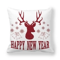 Detail of Christmas reindeer and snowflake pattern on festive peach skin pillowcase - Red Print Reindeer Head Pattern(7)