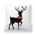 Detail of Christmas reindeer silhouette with festive wreath on soft white pillowcase - Stag with Holiday Wreath Around Neck Pattern(16)