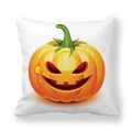 Halloween Kissenbezug in Weiß mit orangefarbenem Kürbis-Motiv aus weichem Pfirsichhaut-Stoff - Kürbislaterne-Stil (1)