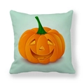 Quadratischer Halloween Kürbis Kissenbezug aus Pfirsichhautstoff auf minzgrüner Basis - Minzgrüner Kürbis-Stil (3)