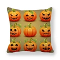 Halloween pumpkin cushion cover with 9 festive Jack-o'-lanterns in soft peach skin fabric - 45x45cm / 9-Grid Jack-o-lantern