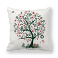 Dettaglio della federa natalizia in tessuto pelle di pesca con motivi ad albero fatti a mano - Albero Festivo Sottile Disegnato a Mano (7) / 45x45cm