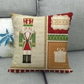 Federa per cuscino natalizia in lino con schiaccianoci e scritta cheer sul divano - 45x45 cm / Stile 13 (Schiaccianoci CHEER)