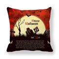 Square Halloween pillow cover with bats, moon and graveyard print on peach skin fabric - Red Black Moon Dead Wood Style (10) / 18x18 Inch