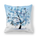 Federa natalizia quadrata con motivo ad albero di fiocchi di neve su sfondo bianco - Albero di Fiocchi Blu Bianco Fresco (5) / 45x45cm