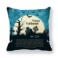Halloween pillowcase featuring graveyard silhouette and full moon on dark teal peach skin - Dark Cyan Moon Cemetery Style (11) / 18x18 Inch