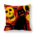Halloween throw pillow case with black cat, skull and owl print on red background - Skull Pumpkin and Owl (Style 8) / 18x18 Inch