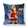Thick peach skin pillowcase featuring a classic Santa Claus in a snowy forest scene - Santa Carrying Christmas Tree (14)