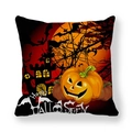 Peach skin Halloween pillowcase with pumpkin lantern and castle silhouette pattern - Castle and Bat Style (5)