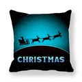 Detail showing the Christmas deer silhouette on a blue gradient peach skin pillowcase - Blue Black Gradient Starry Sky (8)