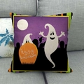Halloween decoratieve kussenhoes met paarse cartoon spoken en kerkhof print op bank - Cartoon Geest Grafsteen (2)