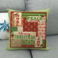 Housse de coussin de Noël en lin avec motifs de cerf et texte festif sur canapé gris - Style 4 (Collage Bénédictions)