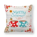 Christmas peach skin throw pillow cover with Merry Christmas letter and cartoon bear motifs - 18x18 Inch / Mug and Gift Bear (3)