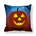 Halloween pumpkin lantern and bat print pillow cover made of peach skin fabric - Blue-Red Gradient Pumpkin Style (8)