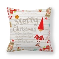 Festive Merry Christmas pillowcase with Santa and teddy bear on white wood texture - 18x18 Inch / Santa Claus and Train (5)
