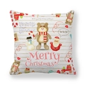 Christmas Peach Skin Cushion Cover with Santa, Snowman and Teddy Bear on Wood Background - 18x18 Inch / Santa Claus and Snowman (6)