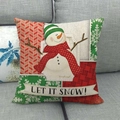 Christmas snowman pillow cover with Let It Snow text on linen textured fabric - Let It Snow Striped Hat Snowman Style