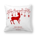 Dettaglio fodera cuscino pelle di pesca con renna rossa e auguri di Natale - Renna artistica rossa (1)