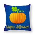 Navy blue Halloween pillowcase with orange pumpkin and Happy Halloween text print - Deep Blue Background Pumpkin Style (12)