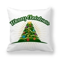 White Christmas tree pillow case with Merry Christmas text on peach skin fabric - Twill Effect Tree with English Greetings Style (18)