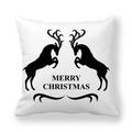 Christmas deer square pillowcase with black jumping reindeer and Merry Christmas text - Symmetrical Jumping Elk Silhouette Pattern(9)