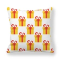 Funda de cojín navideño con estampado de cajas de regalo amarillas en blanco - 45x45cm / Patrón de Cajas de Regalo Amarillas