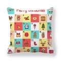 Détail de la housse de coussin en peau de pêche avec motif de calendrier de Noël festif - 45x45cm / Calendrier de l'Avent de Noël Style C
