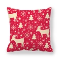 Detail of red peach skin pillowcase with white reindeer and snowflake motifs - Vintage Goat And Snowflake On Red Style (7)