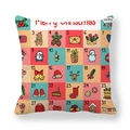 Détail de la housse de coussin carrée avec motif de calendrier de l'avent de Noël festif - 45x45cm / Calendrier de l'Avent de Noël Style E