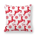 Detail of red Christmas reindeer and snowflake pattern on peach skin pillowcase - Red Reindeer Geometric Snowflake Style (11)