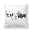 Christmas deer series peach skin pillowcase with Santa Claus and reindeer illustration - Santa with Reindeer Sleigh Pattern(10)