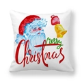 Dettaglio della stampa acquerello di Babbo Natale su una federa natalizia bianca - Babbo Natale Acquerello Campanelli (6) / 45x45cm