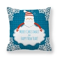 Federa natalizia blu con Babbo Natale, motivi di fiocchi di neve e trama a maglia - Texture a Maglia Babbo Natale (9) / 45x45cm