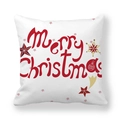 Weiße Kissenhülle aus Pfirsichhaut mit rotem Merry Christmas Aufdruck und Schneeflocken - Roter Merry Christmas Schriftzug (2)