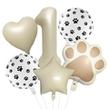 Kit de ballons patte de chien marron avec chiffre 1 crème pour décoration d'anniversaire - Style Numéro 1