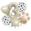 Set de ballons patte de chien marron et crème avec chiffre 3 pour fête d'animaux - Style Numéro 3