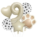 Ensemble de ballons empreintes de pattes crème avec chiffre 9 pour fête d'anniversaire animaux - Style Numéro 9