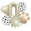 Détail du set de ballons crème chiffre 0 avec empreintes pour fête d'anniversaire chien - Style Numéro 0