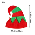 Chapeau d'elfe de Noël à rayures avec grelots et dimensions 36x30cm sur fond blanc - B3-10 Chapeau Croissant D'elfe Bloc De Couleurs Rouge Et Vert