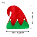 Chapeau de lutin de Noël rouge et vert avec clochette, décoration de fête de 35cm - Bonnet d'Elfe Courbé Rouge (B3-11)
