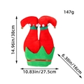 Jambes de lutin de Noël en peluche avec pantalon rouge, bord vert et grelots dorés - Chapeau Pantalon d'Elfe Rouge Et Vert (B3-4)