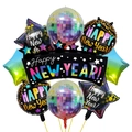 Set di palloncini di Capodanno con sfere disco e stelle nere per decorazioni festive - Stile Felice Anno Nuovo 2